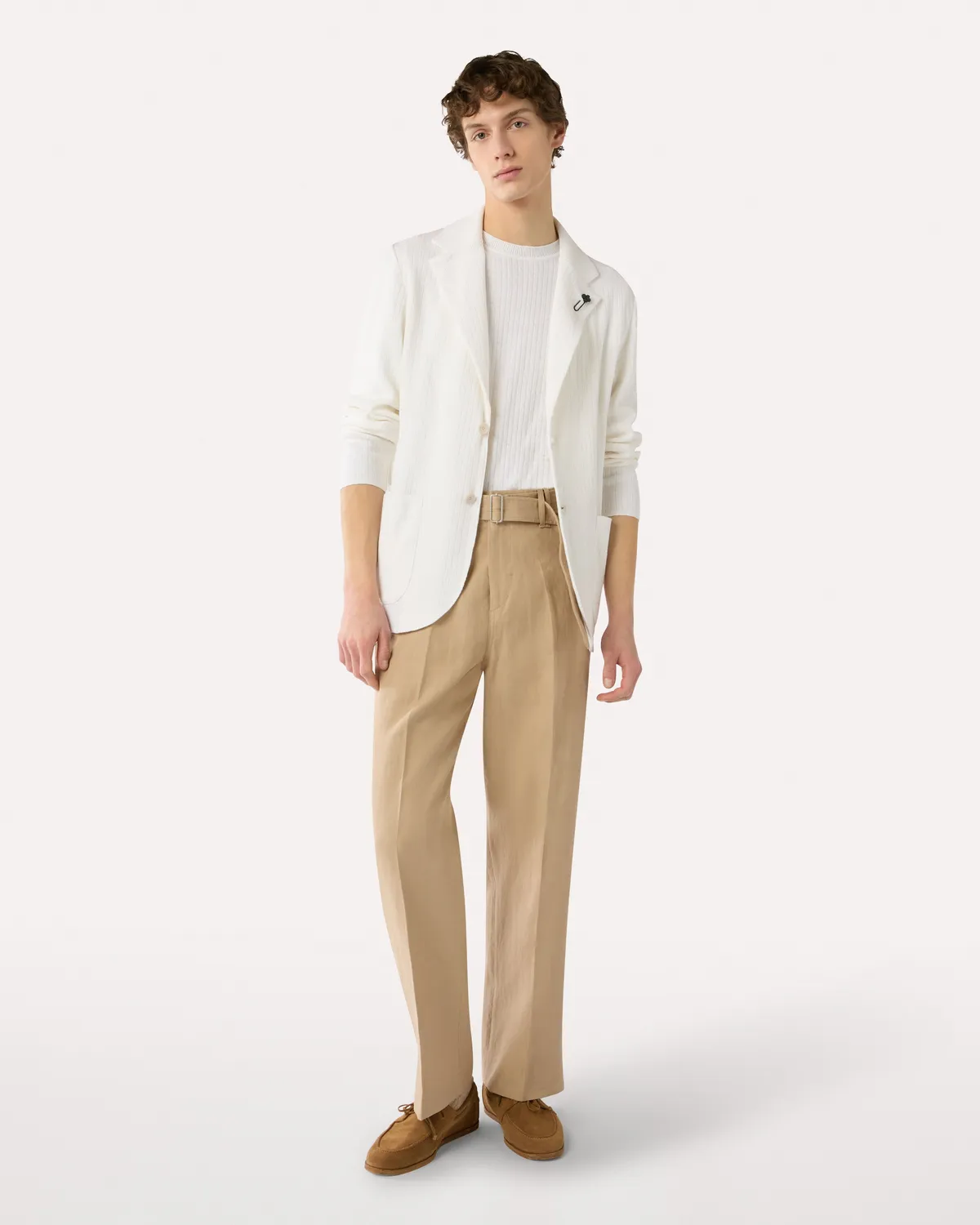 Lardini giacca monopetto bianca in maglia lino
