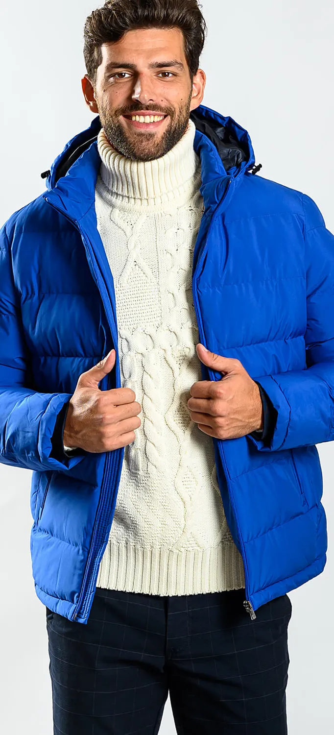 Alain Delon Giacca Invernale Blu Imbottita Leggera