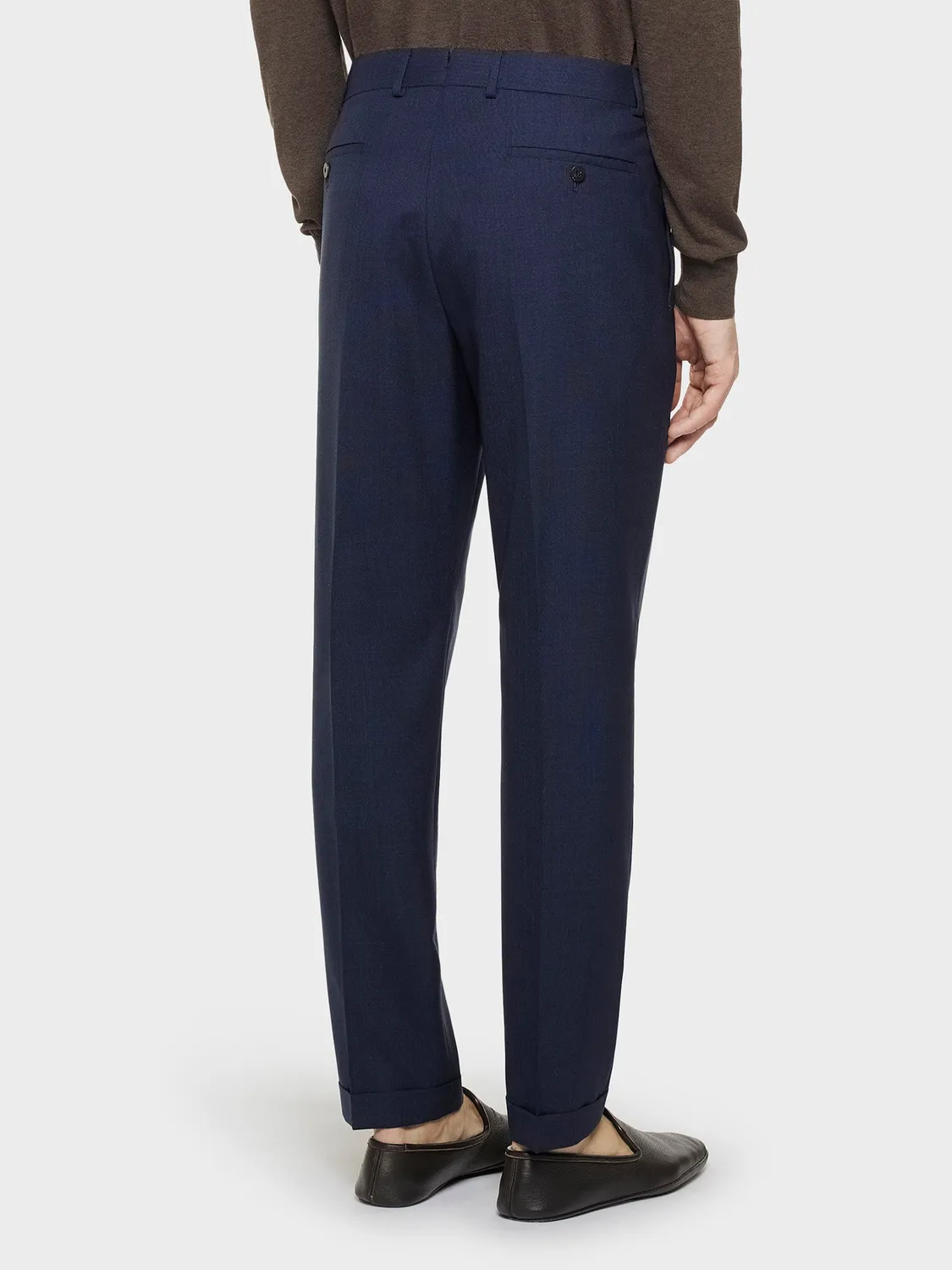 Caruso pantalone in lana blu una pince