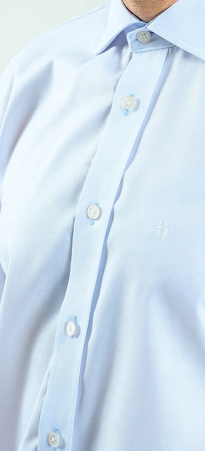 Alain Delon Camicia bianca slim fit cotone profili azzurri