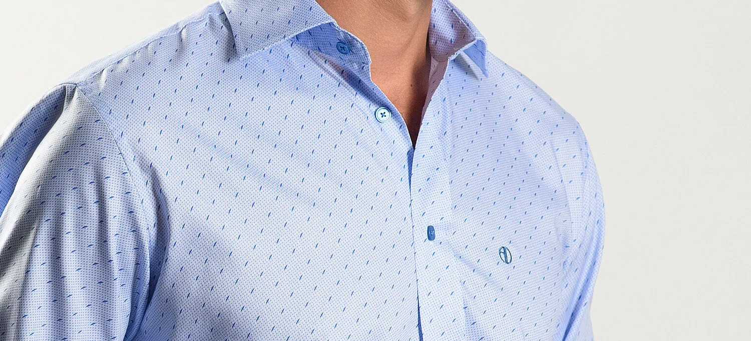 Alain Delon camicia azzurra fantasia blu slim fit