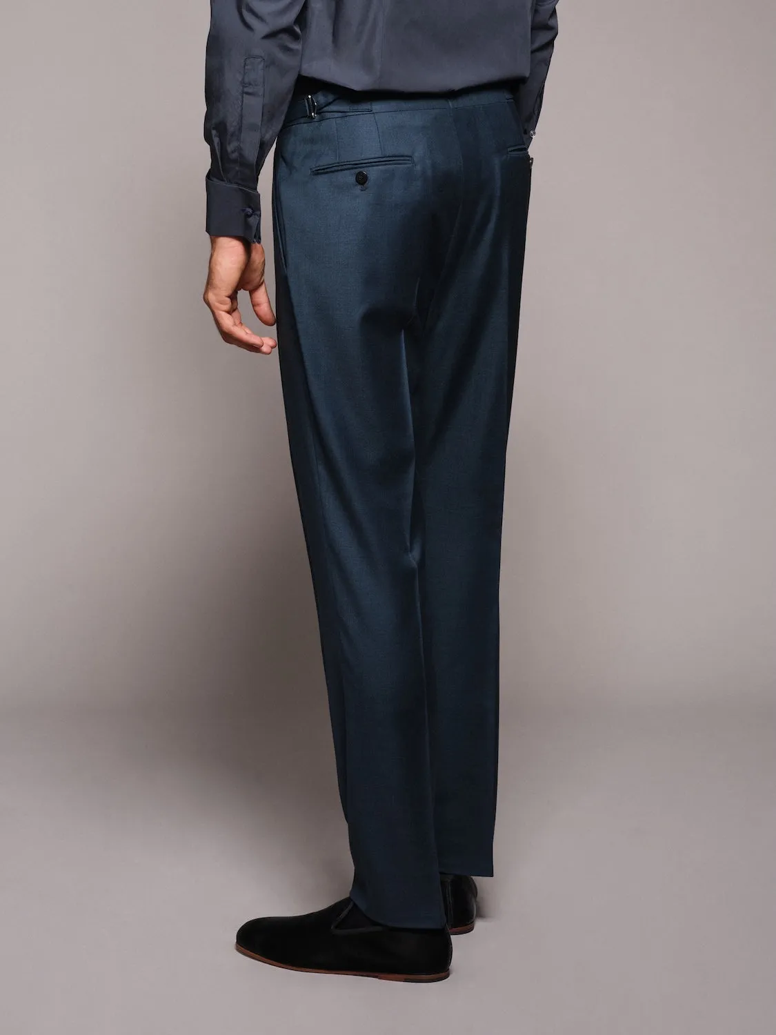 Caruso pantalone regular fit lana blu