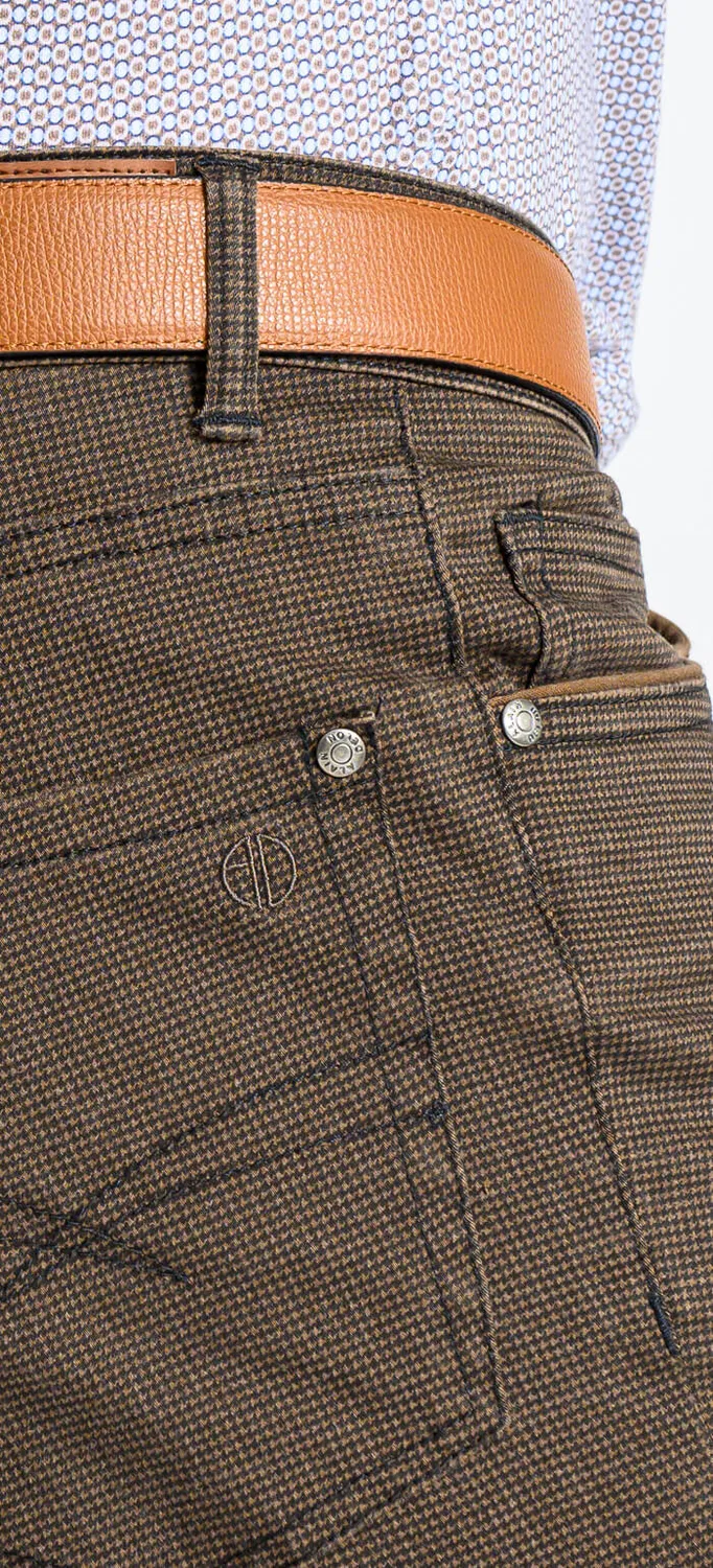 Alain Delon pantaloni casual marroni slim fit elasticizzati