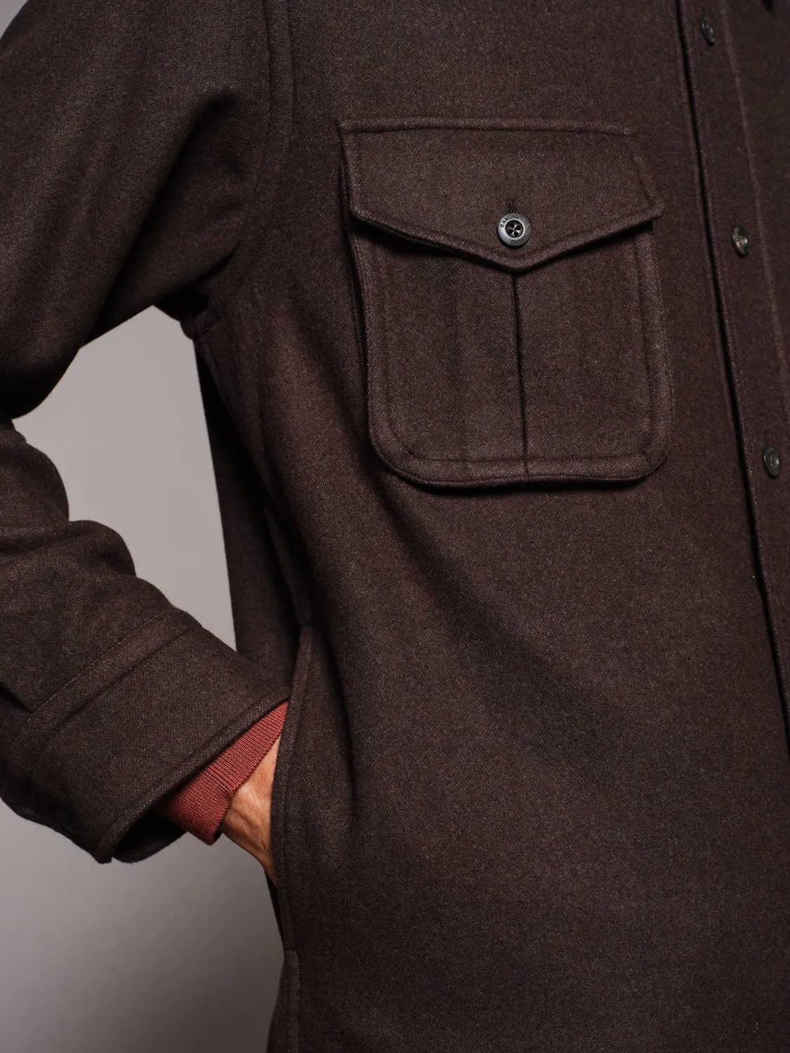 Caruso overshirt lana 180s marrone scuro