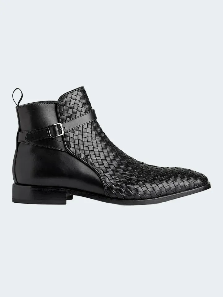 Sand Menswear MW F421 stivaletti pelle nero intrecciati