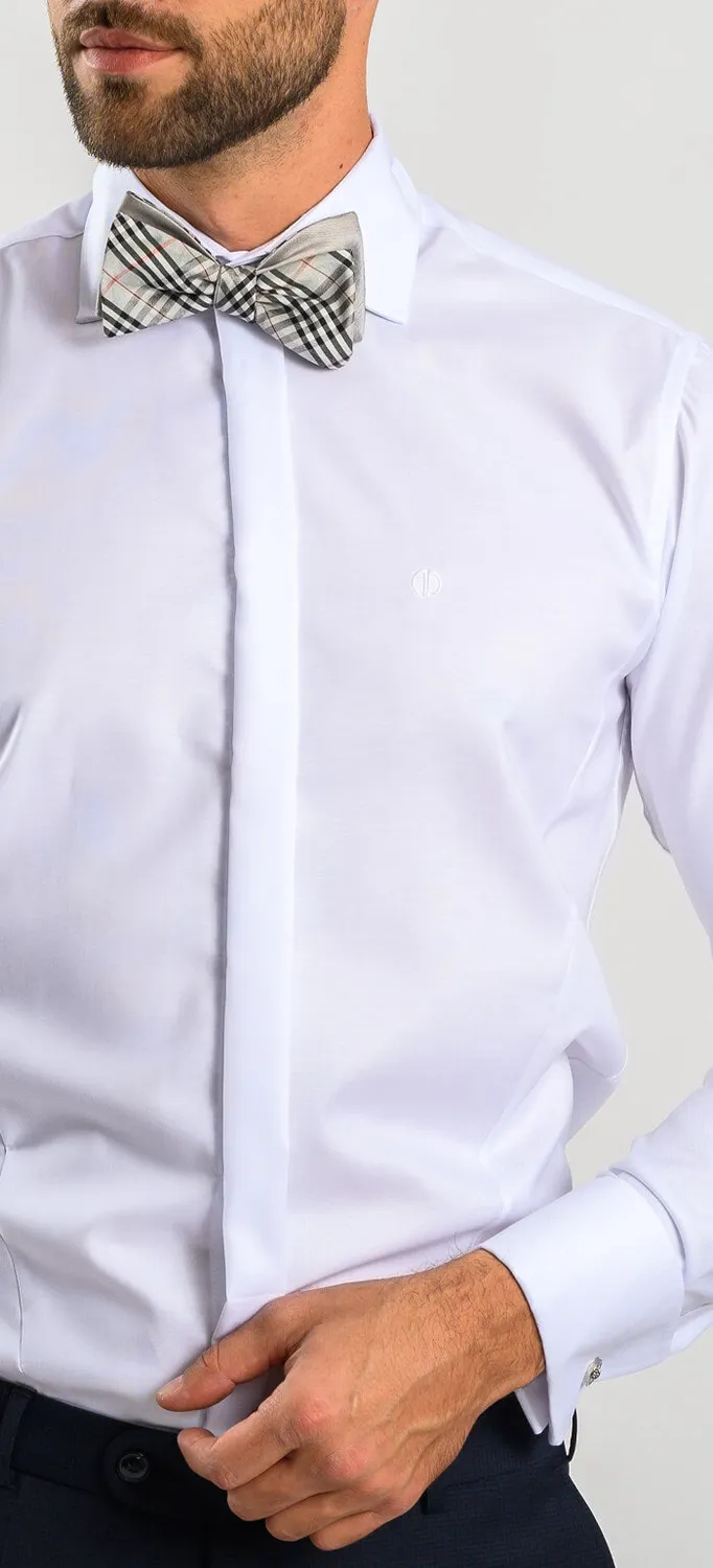 Alain Delon Camicia Bianca Extra Slim Cotone Gemelli