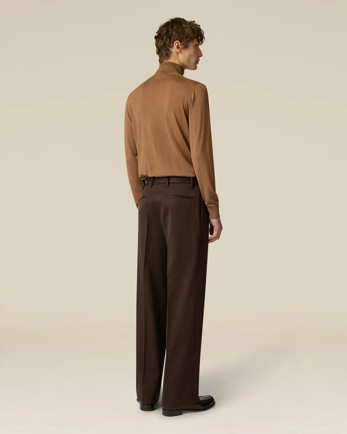 Lardini pantalone piega marrone gabardina lana