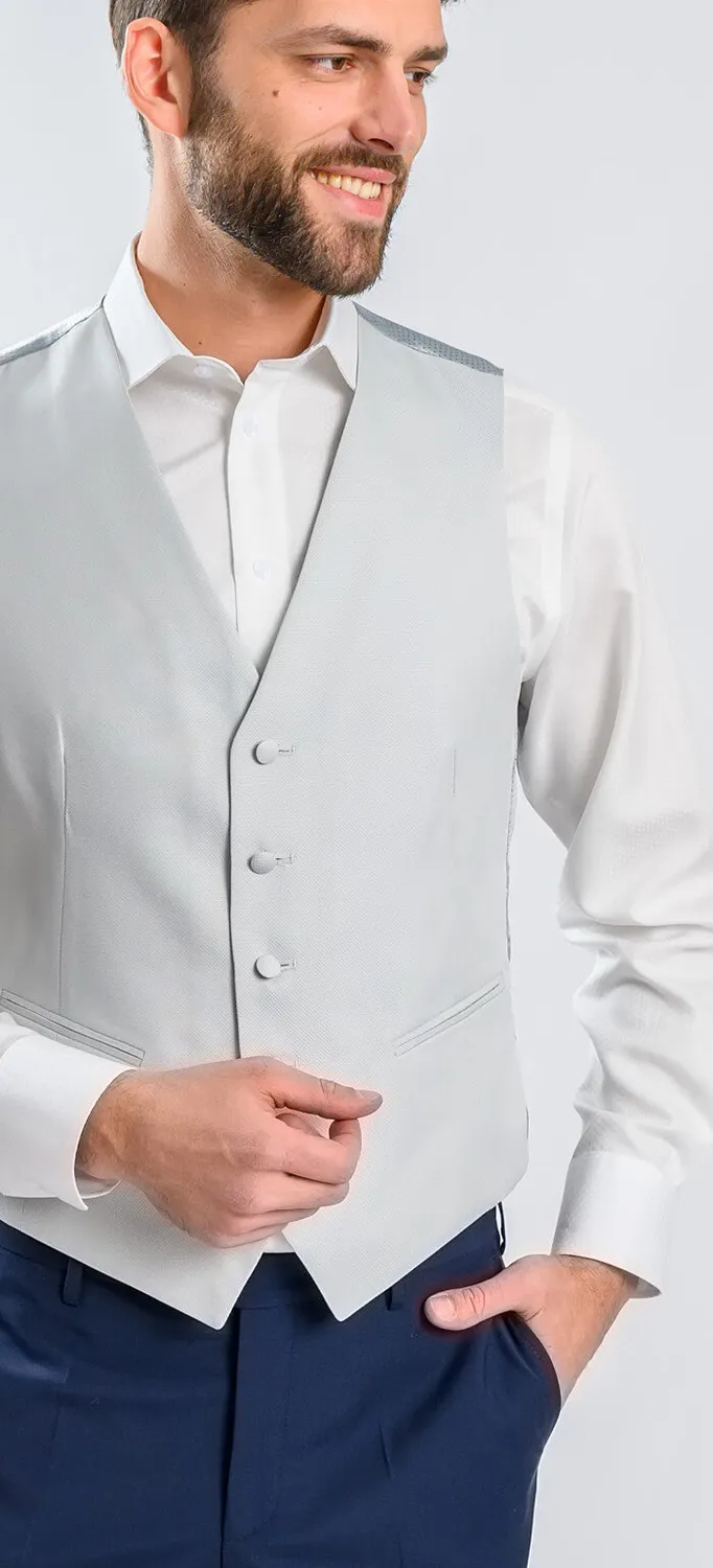 Alain Delon gilet abito grigio slim fit da cerimonia