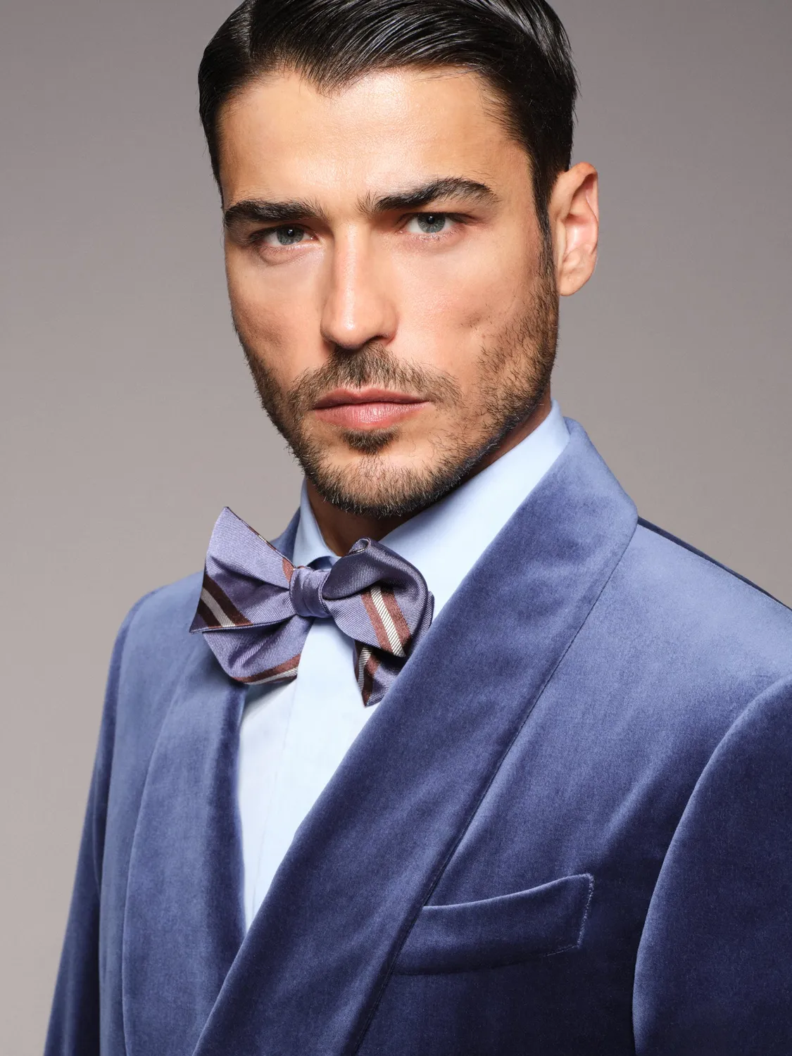 Caruso papillon seta regimental blu da annodare M