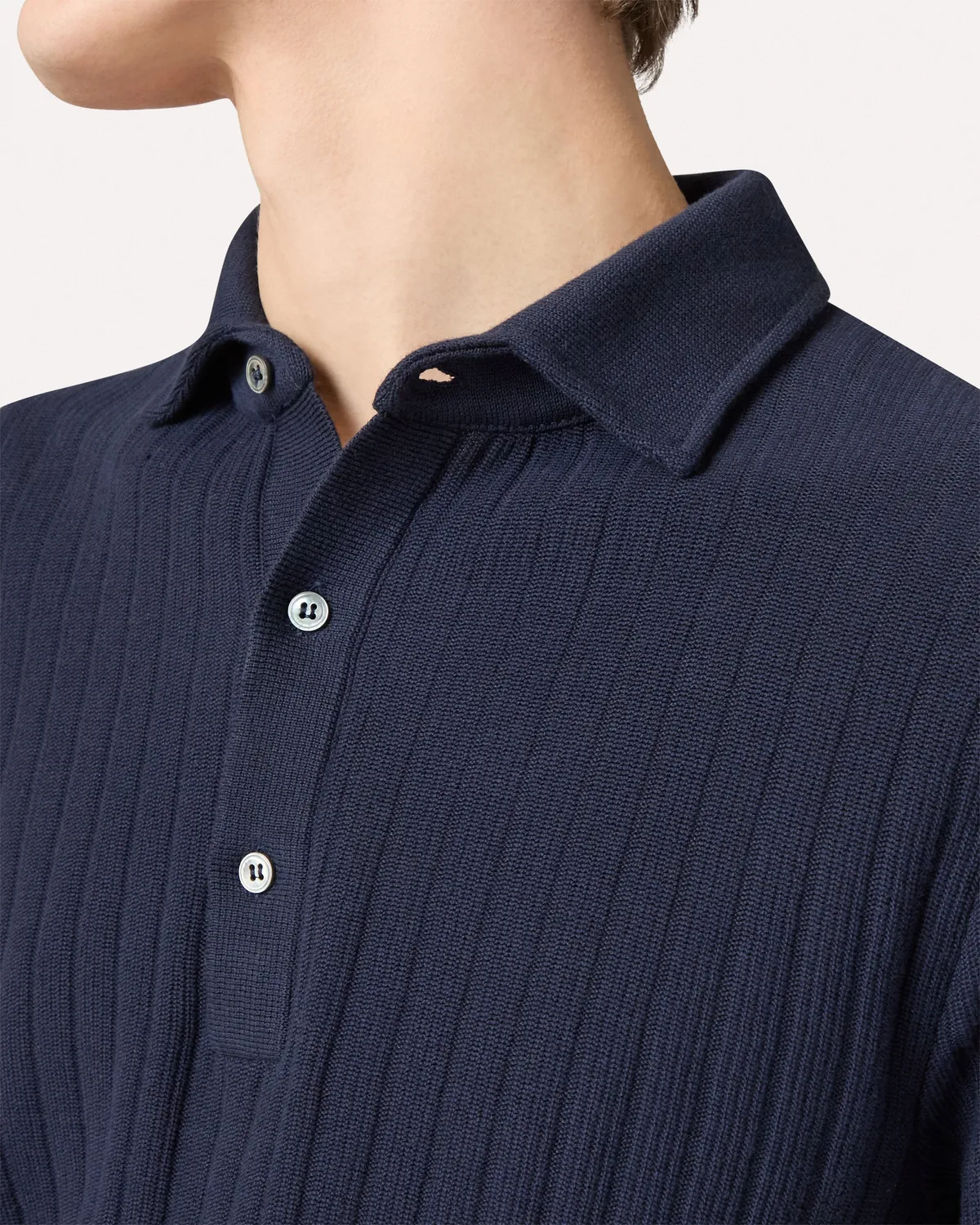 Lardini polo blu manica lunga maglia cotone piquet