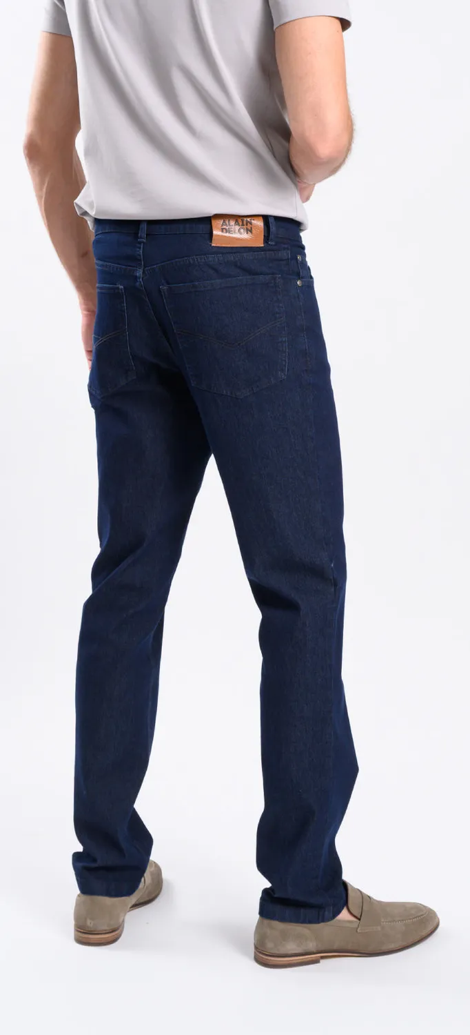 Alain Delon pantaloni casual blu navy slim fit 34/32 cotone