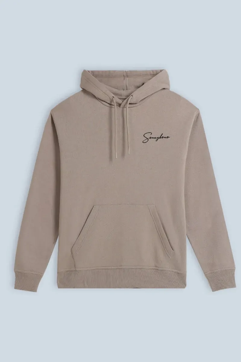 Sonny Bono Comfort Fit felpa cappuccio beige stampa
