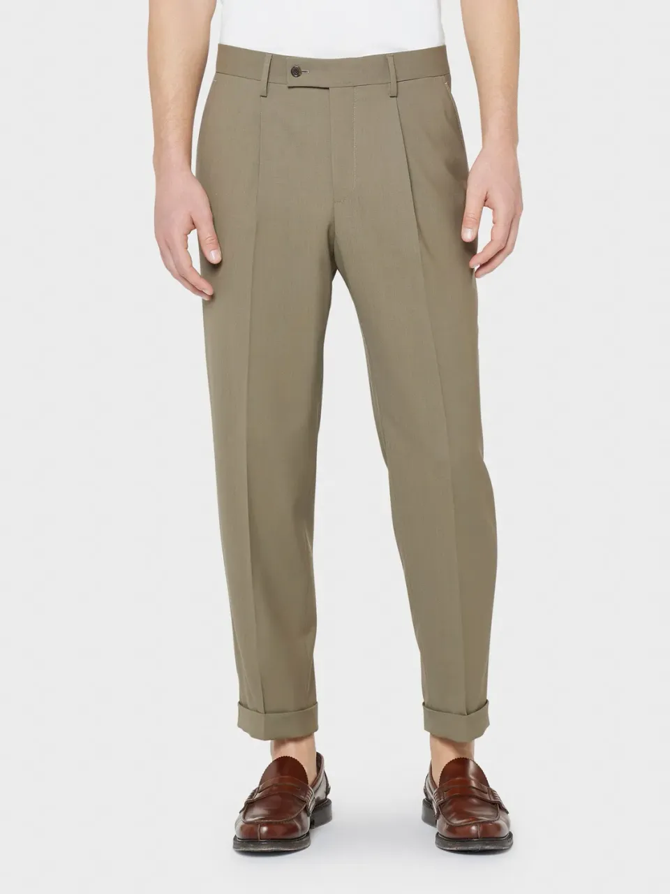 Caruso Pantalone Houdini Lana Khaki Tropical
