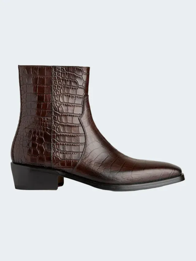 Sand F851 stivaletto coccodrillo marrone pelle