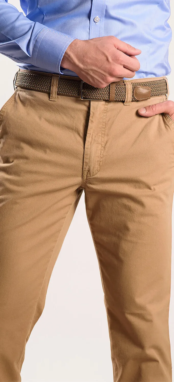 Alain Delon chino slim fit marrone cotone elasticizzato