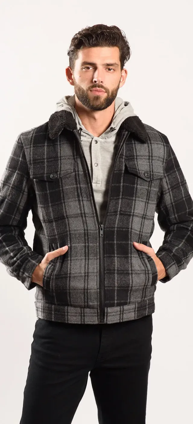 Alain Delon giacca flanella grigia a quadri slim fit