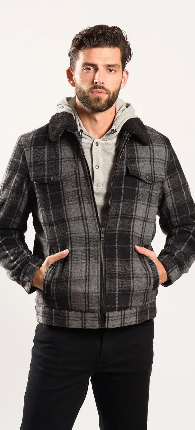 Alain Delon giacca flanella grigia a quadri slim fit