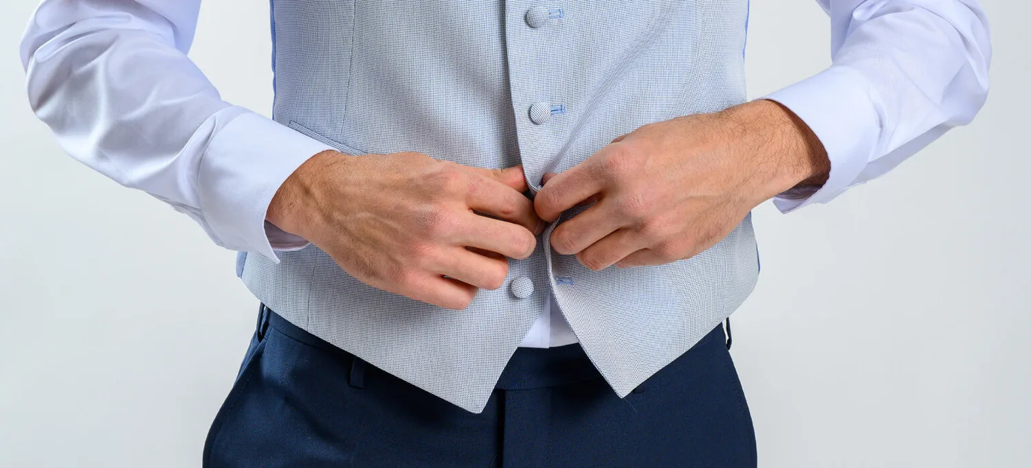 Alain Delon Gilet Azzurro Slim Fit da Cerimonia