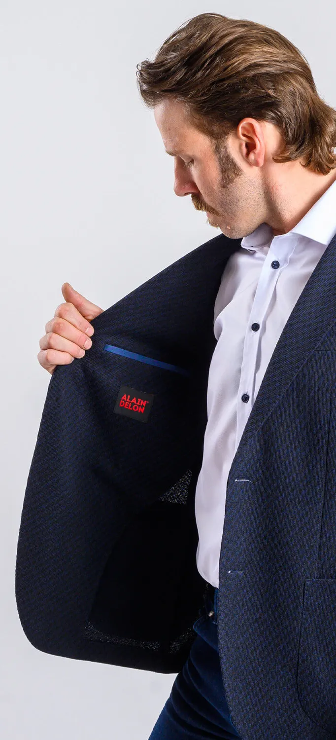 Alain Delon giacca blu navy micro fantasia slim fit