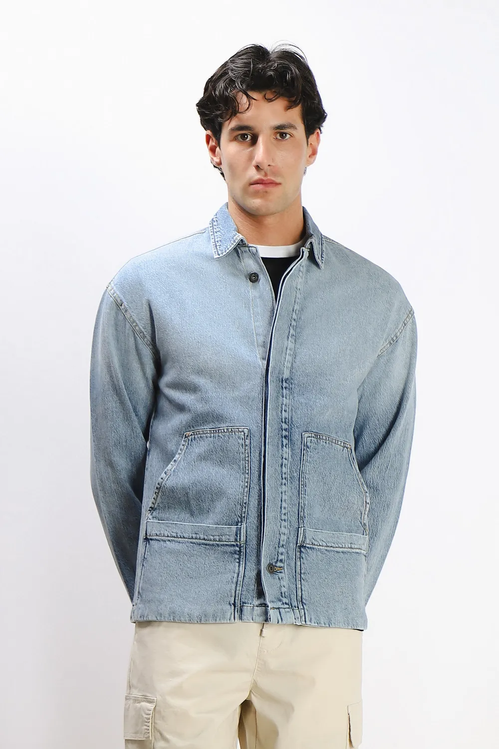 Sonny Bono Giubbotto Overshirt Denim Celeste Bottoni
