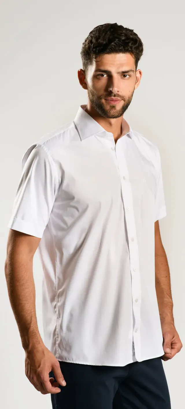Alain Delon camicia bianca extra slim fit manica corta