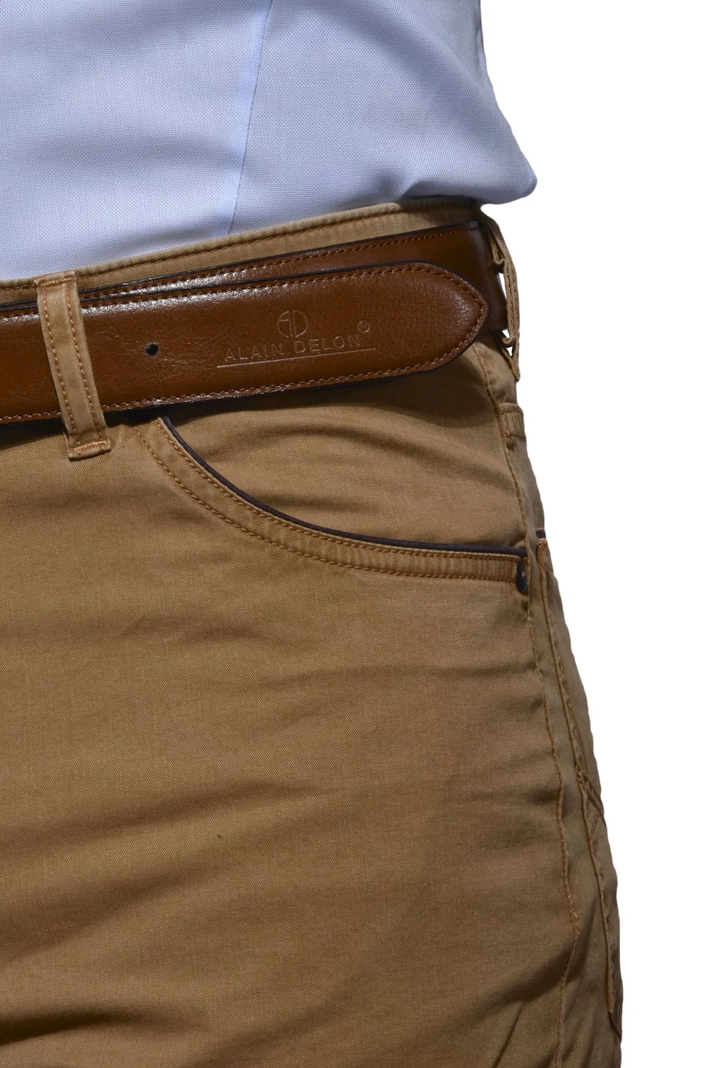 Alain Delon Casual pantaloni marroni Slim Fit cotone