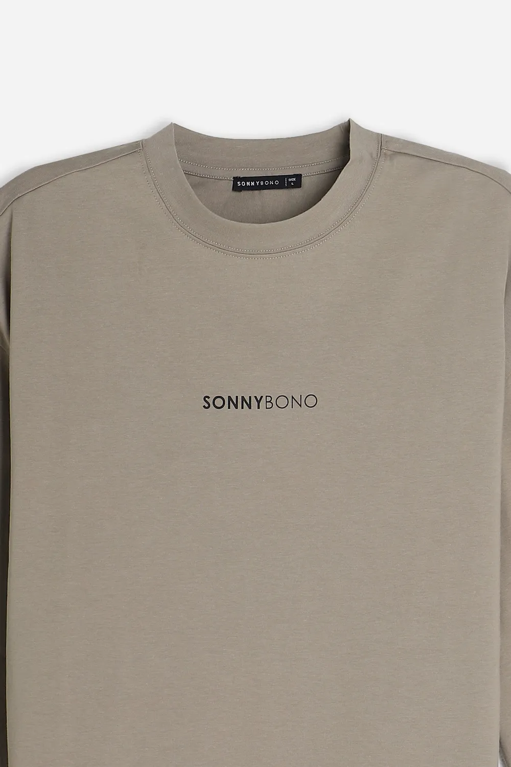 Sonny Bono T-Shirt Girocollo Manica Lunga Tortora Cotone