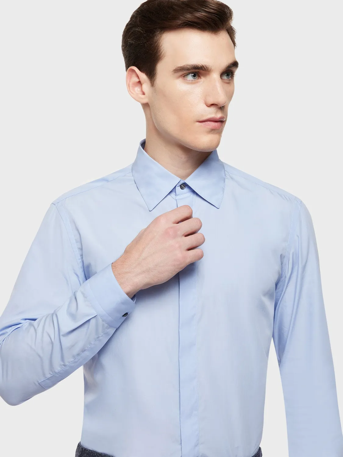 Caruso camicia slim cotone azzurra