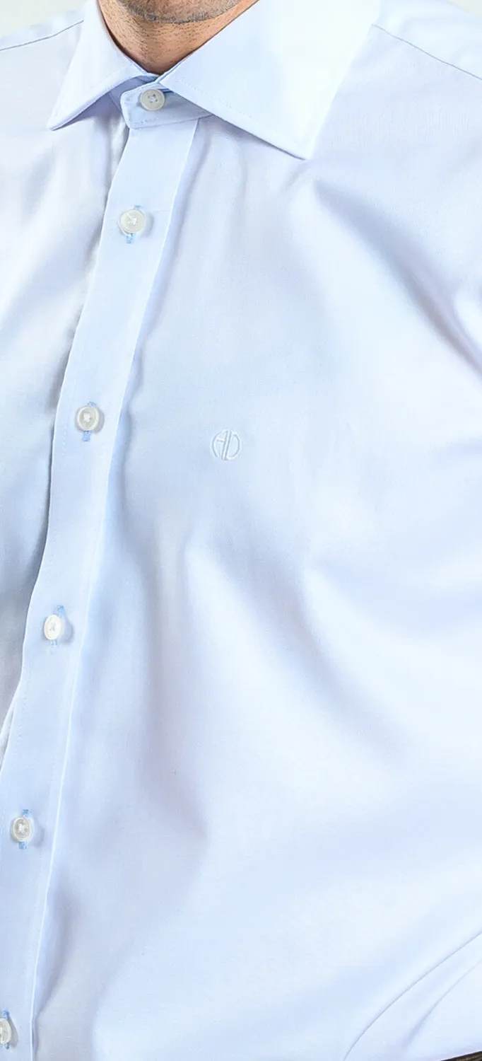 Alain Delon Camicia bianca slim fit cotone profili azzurri