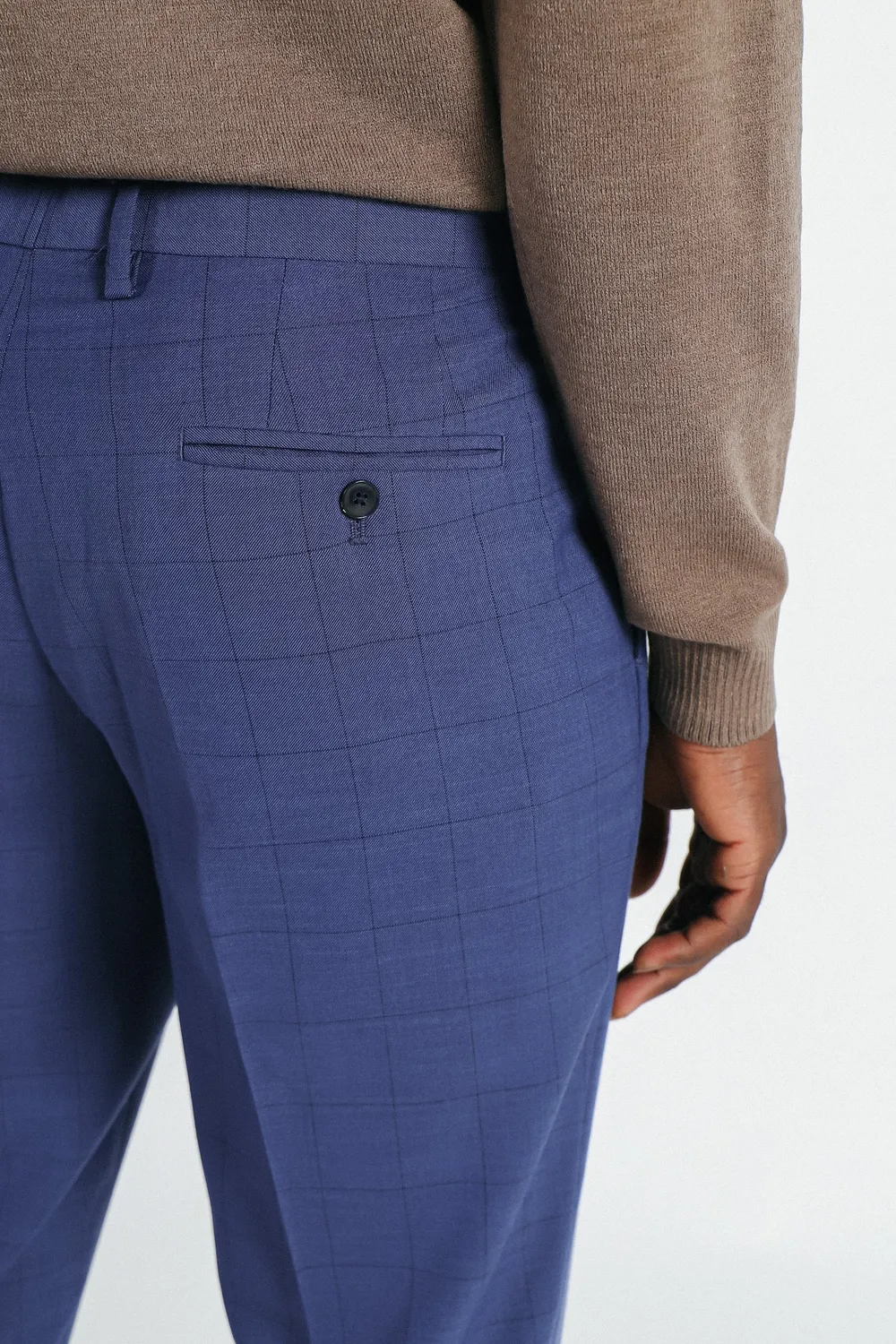 Sonny Bono pantalone abito quadri bluette comfort fit