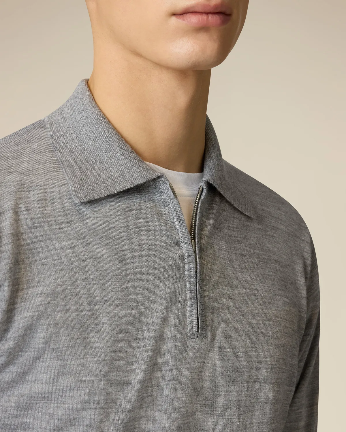 Lardini Polo Zip Lana Seta Cashmere Grigia