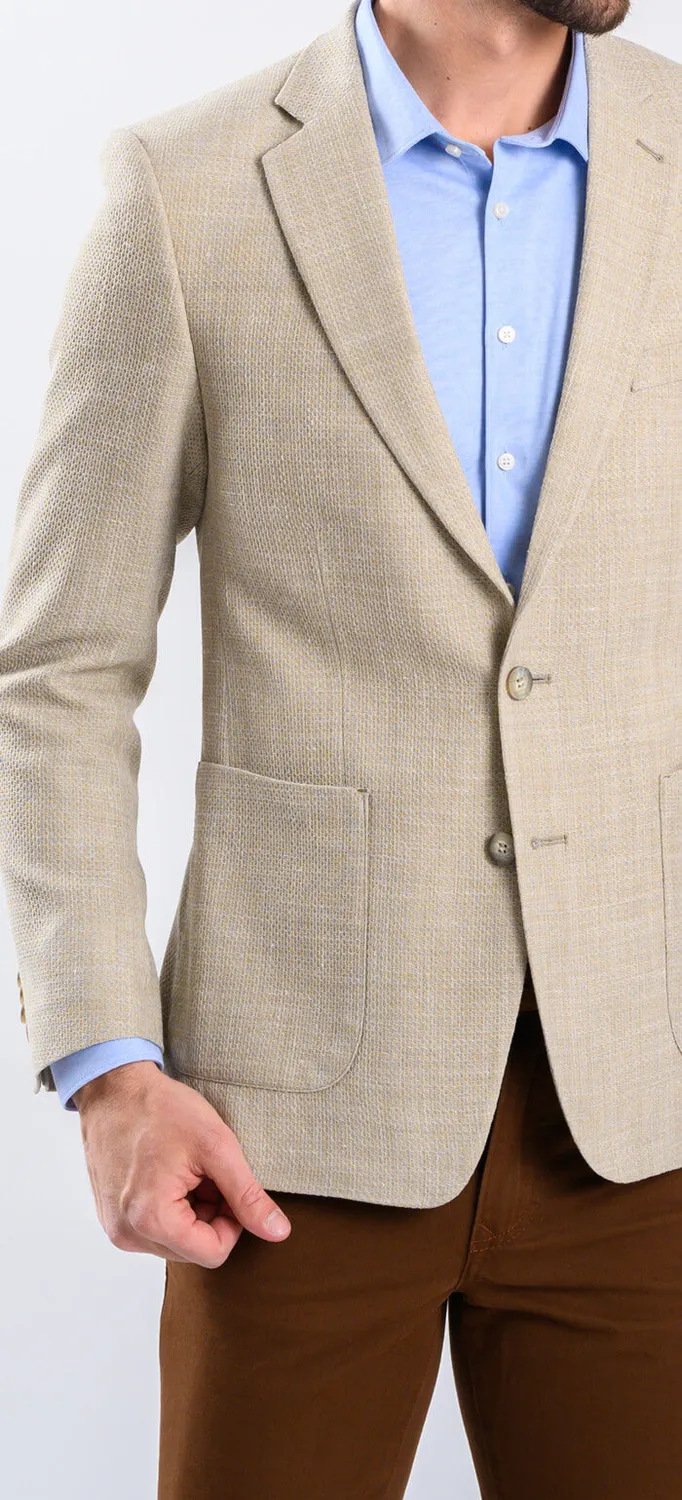Alain Delon giacca beige Slim Fit lana lino