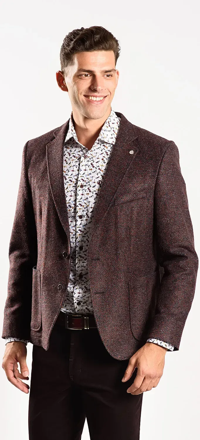 Alain Delon Giacca Autunnale Marrone Blazer Elasticizzato