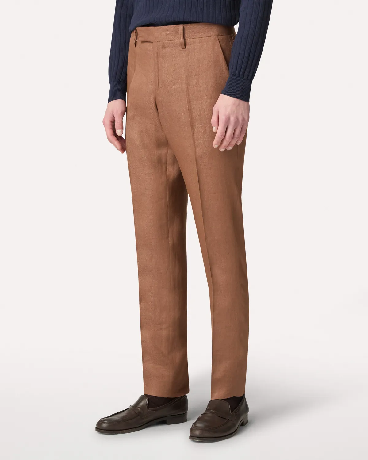 Lardini pantalone marrone twill lino fondo 18 cm