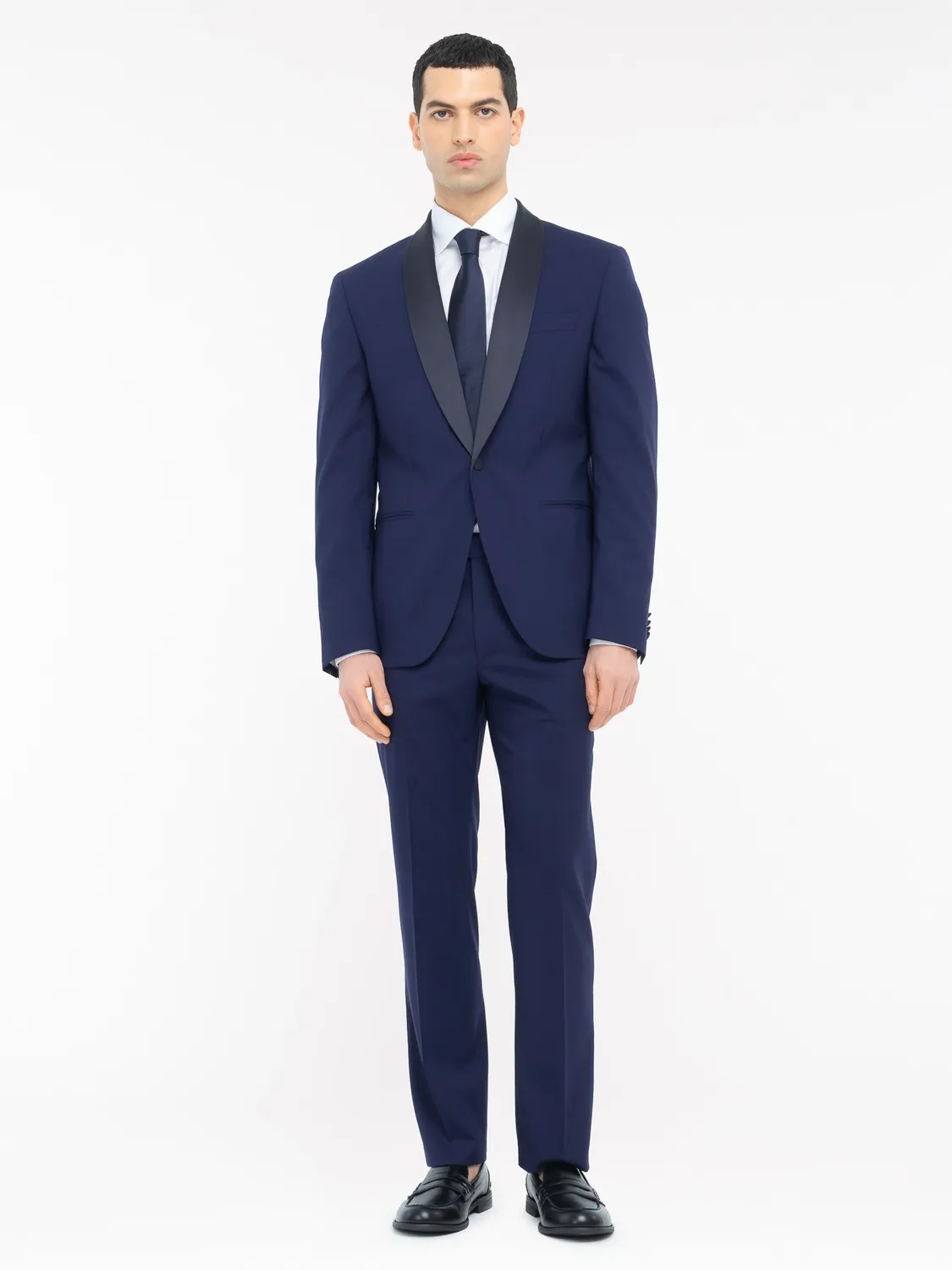 Paoloni Abito slim fresco lana stretch blu