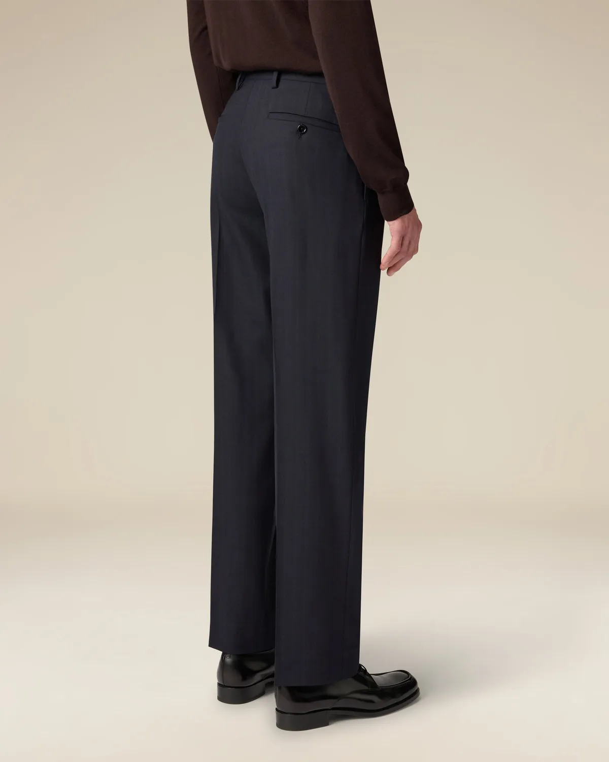 Lardini Le Origini Pantalone Piega Blu Herringbone