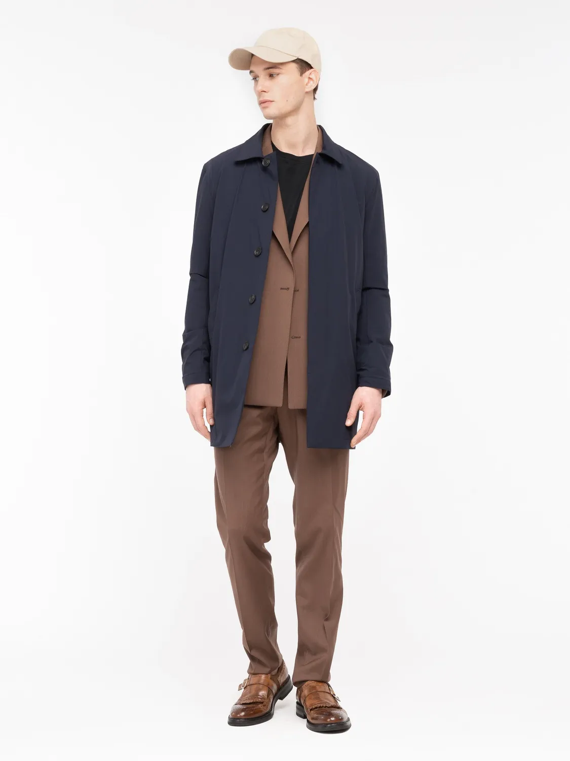 Paoloni Trench Coat Tecnico Uomo Blu Nylon Stretch