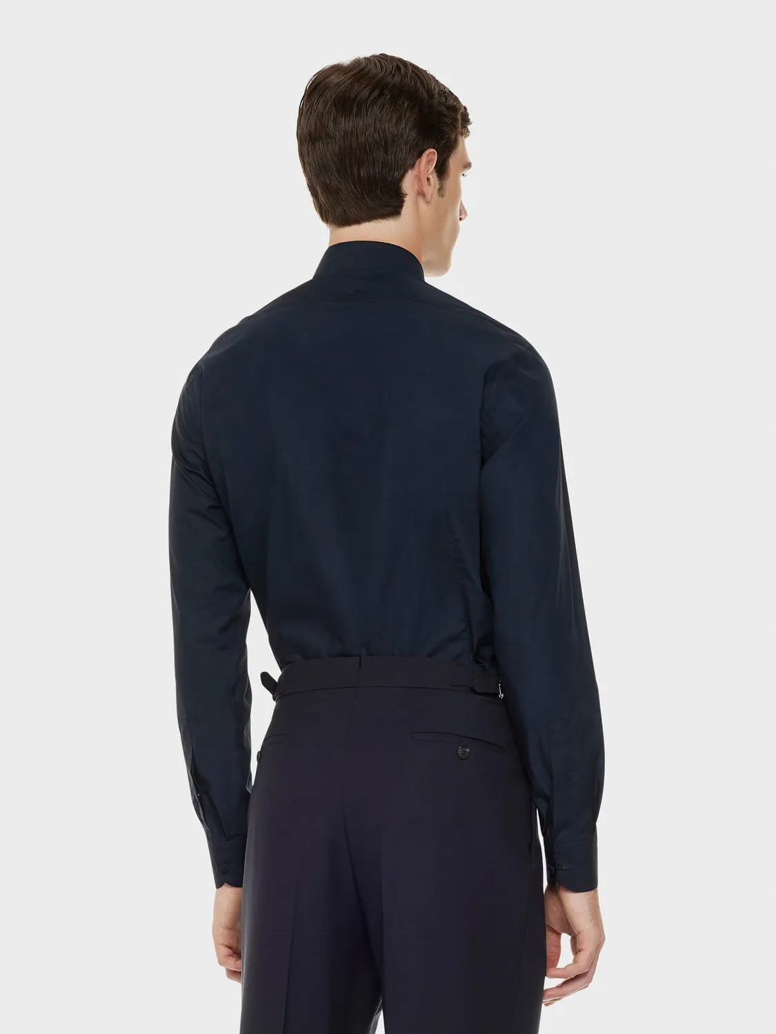 Caruso Camicia Cerimonia Cotone Blu Notte Slim