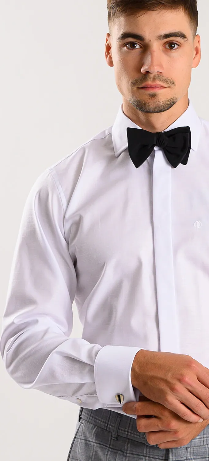 Alain Delon camicia bianca slim fit struttura fine gemelli