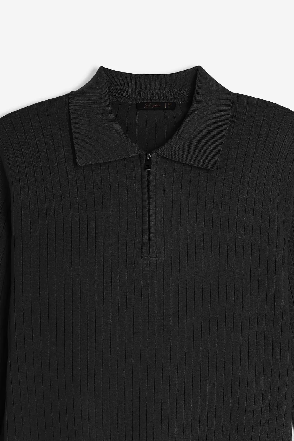 Sonny Bono maglia polo mezza zip nera costina