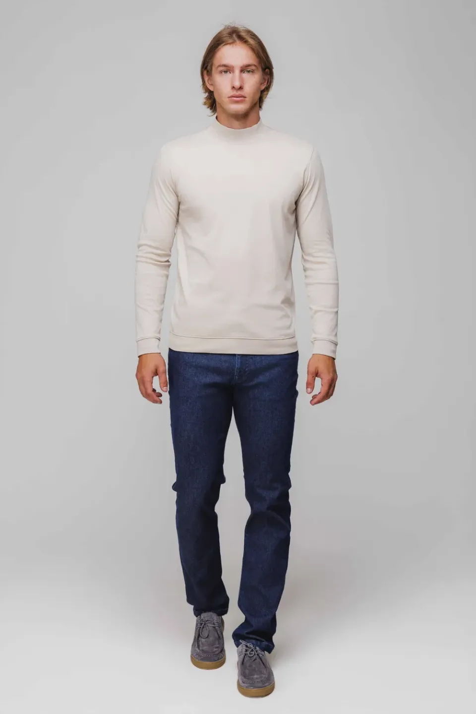 Alain Delon maglia mezzo collo beige M cotone slim fit