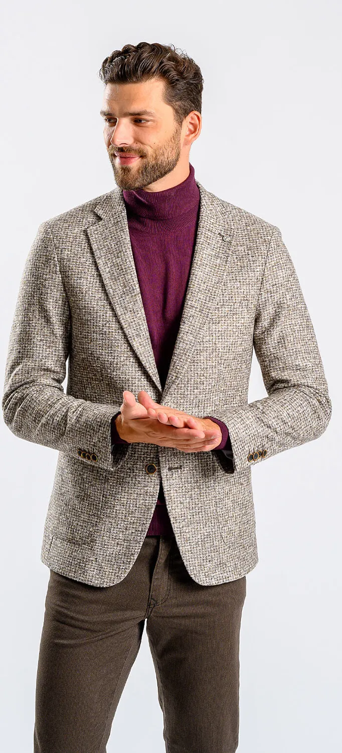 Alain Delon giacca beige cotone lana slim XL