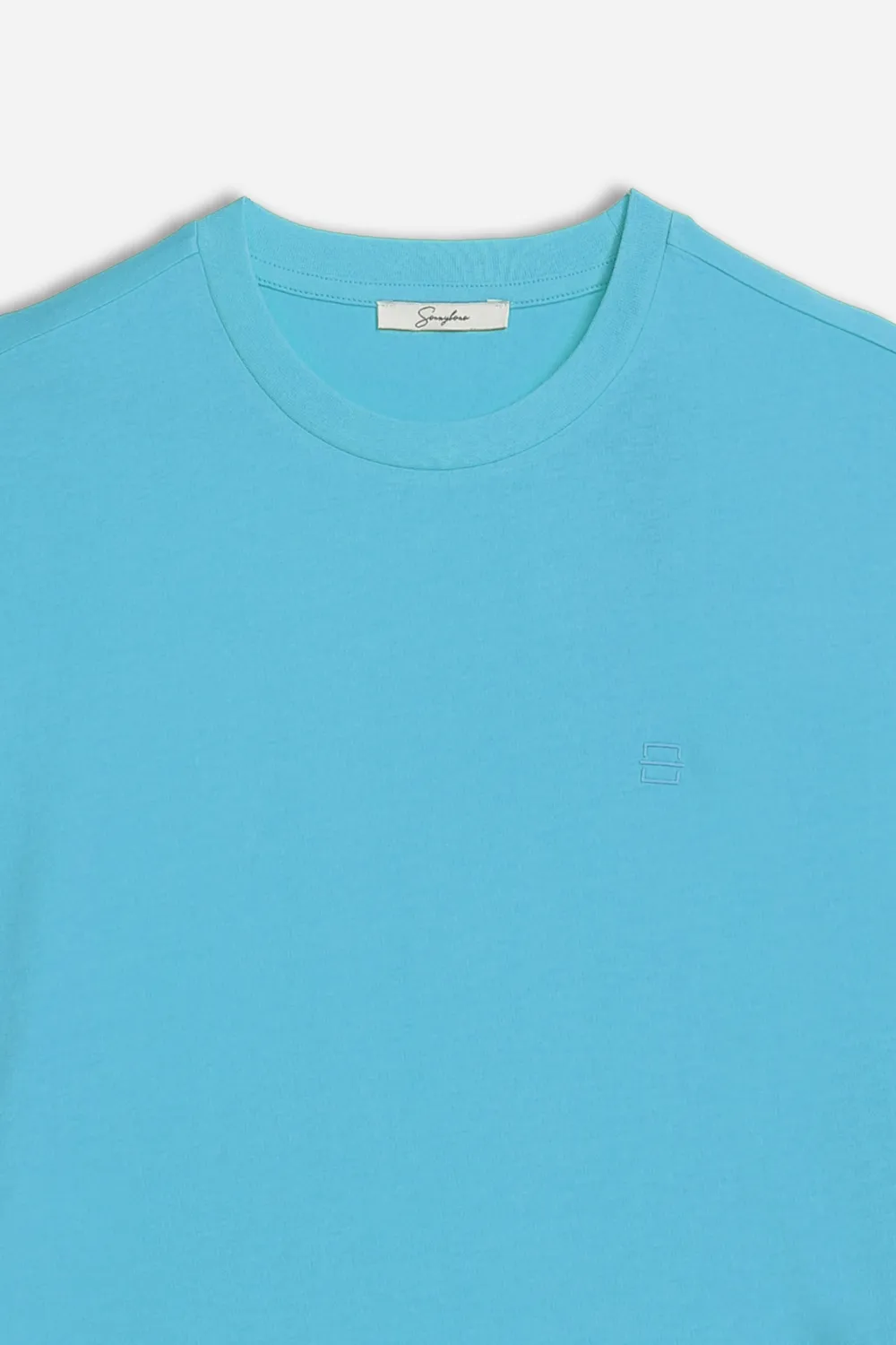 Sonny Bono Logo Stampato T-Shirt Turchese in Cotone