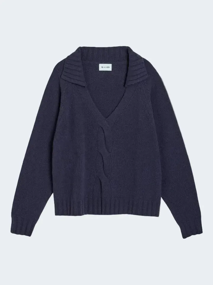 Sand Cosima Skipper 5660 maglione viola scuro cashmere