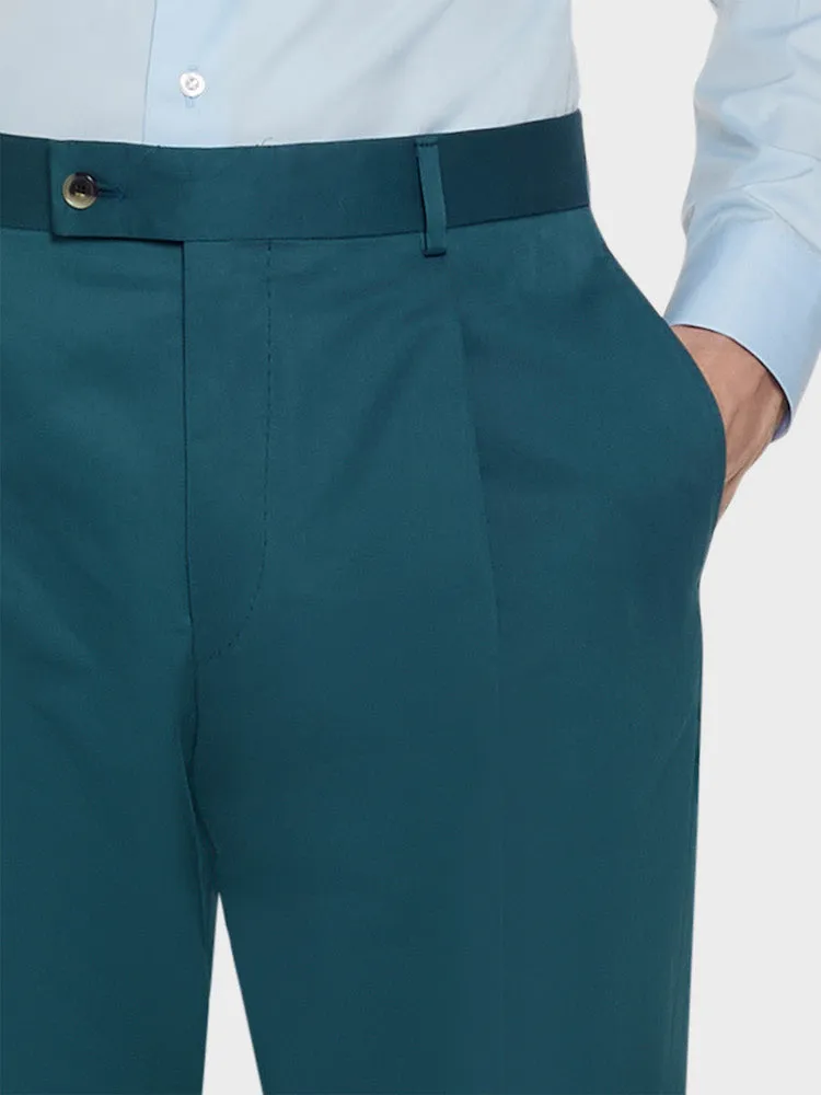 Caruso pantalone carrot-fit verde cotone e seta