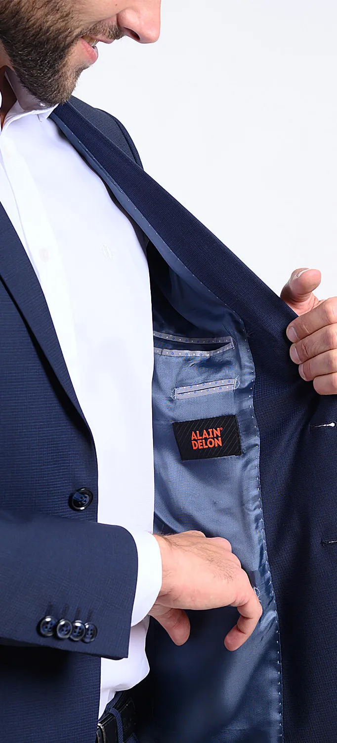 Alain Delon Slim Fit abito blu elasticizzato uomo