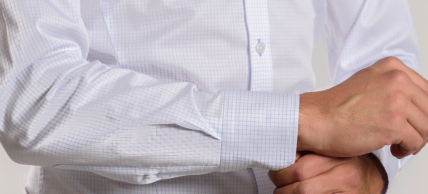 Alain Delon Camicia Bianca Quadri Extra Slim Fit Cotone