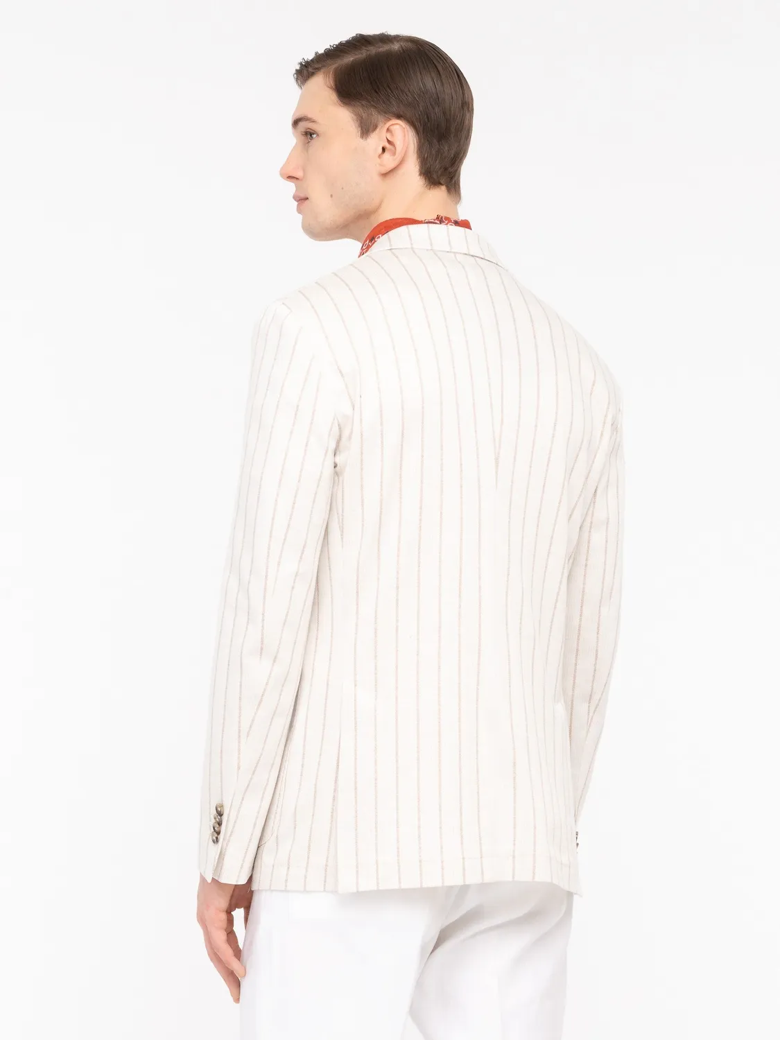 Paoloni Giacca jersey gessato di cotone beige