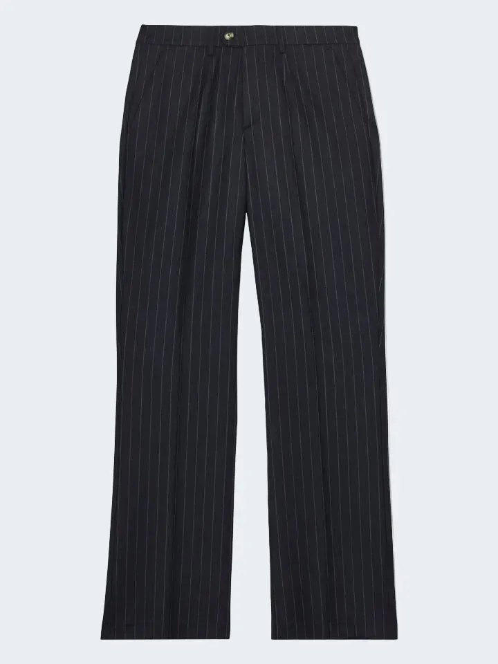 Sand Menswear 2603 Dori pantaloni lana gessati blu navy