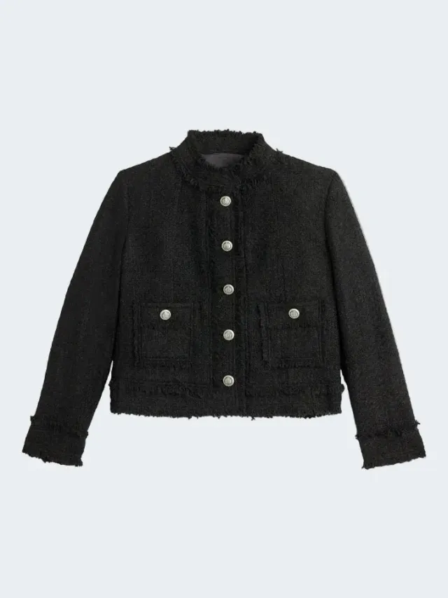 Sand Menswear 6811 Chili giacca bouclé nera sfrangiata